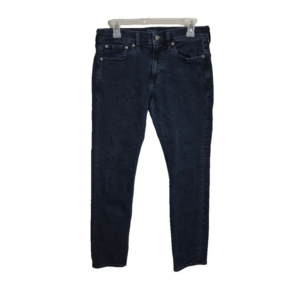 J Crew 484 Stretch Jeans Mens‎ 30x30 Blue Dark Wash Tapered Leg Grunge Outdoor